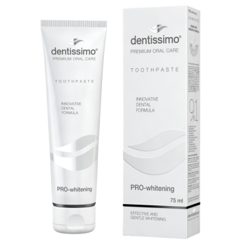Dentissimo Pro-Whitening Zahnpasta gelbe zähne weiße zähne enamal erhellen das lächeln