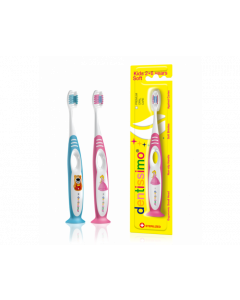 Dentissimo Junior 2 6 Zahnbürste Weiches und farbenfrohes Kinderkind, das sich an die Mundhygiene gewöhnt